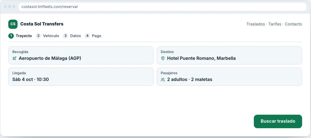 A fleet booking website with the trip form