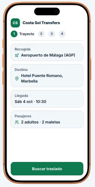 Booking from a phone on the fleet website